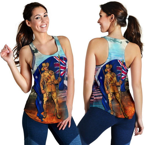 Anzac Women's Racerback Tank - Australian Soldier - Vibe Hoodie