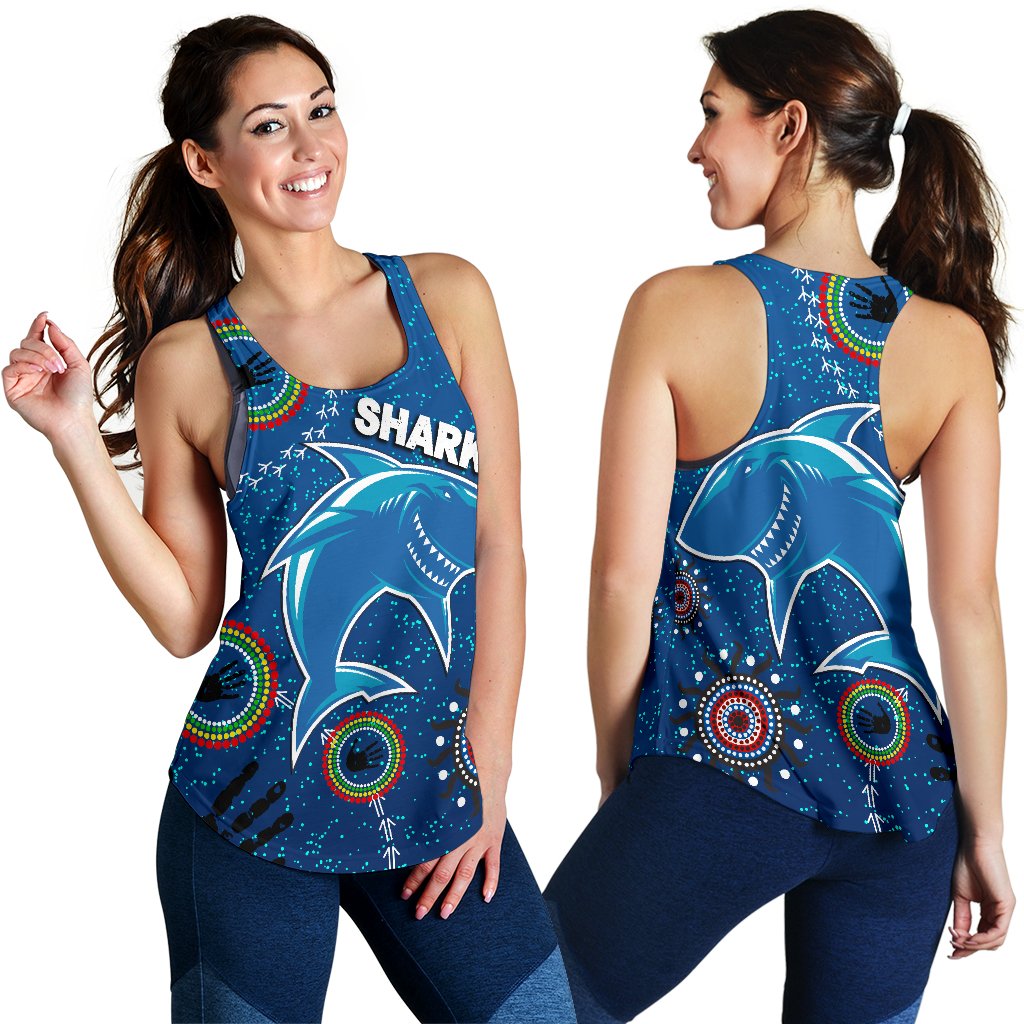 Naidoc Sharks Women Racerback Tank Cronulla Aboriginal Style - Vibe Hoodie