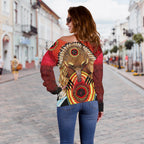 Women's Off Shoulder Sweater - Australian Echidna- - Vibe Hoodie