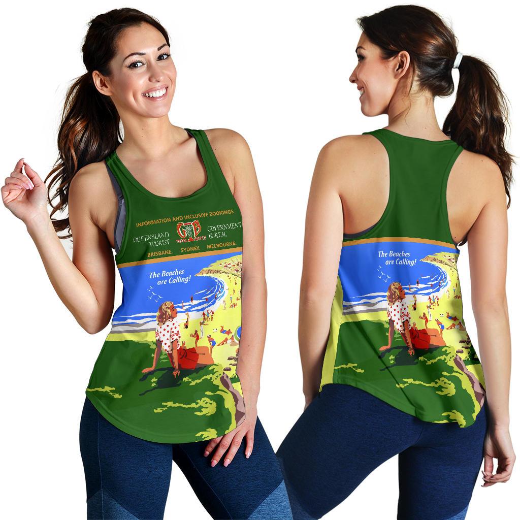 Racerback Tank - Queensland Tank Top Vintage Poster - Women - Vibe Hoodie