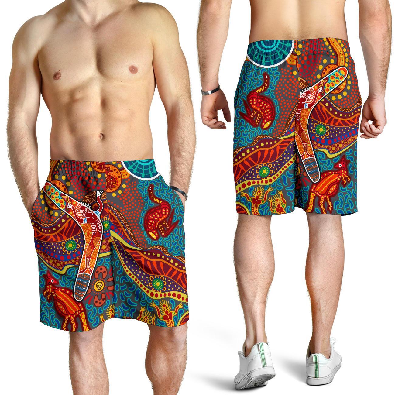 aboriginal-mens-shorts-indigenous-boomerang