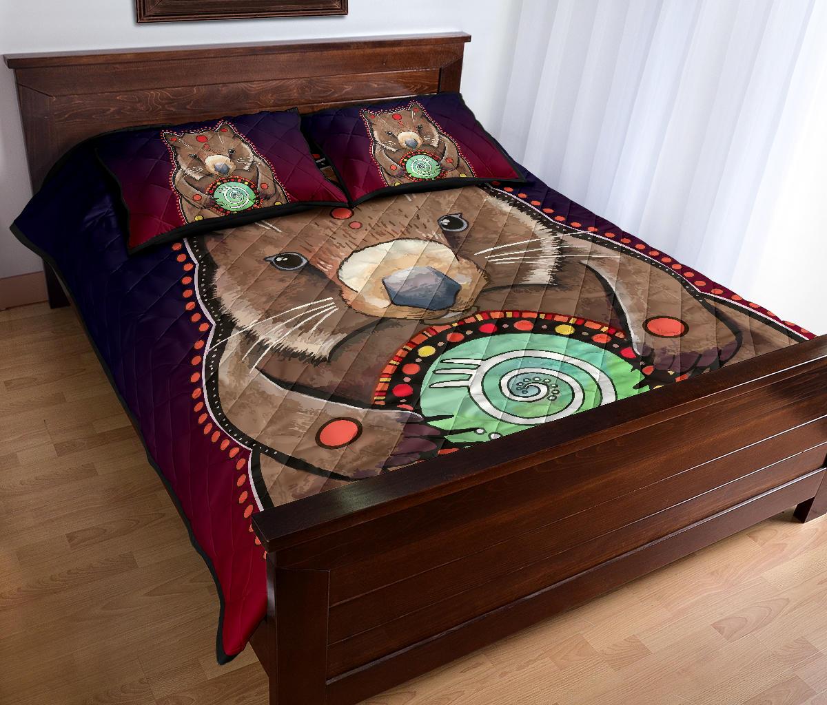 aboriginal-quilt-cover-set-wombat-painting-circle-patterns