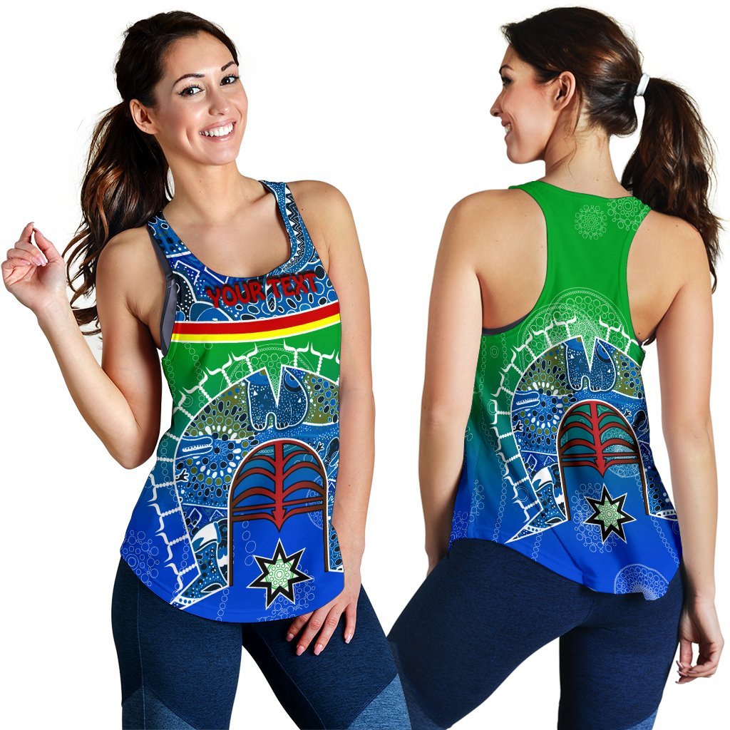 Personalised Women's Racerback Tank - Torres Strait Symbol With Aboriginal Patterns - Vibe Hoodie