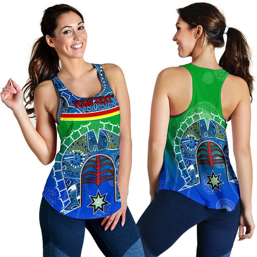 Personalised Women's Racerback Tank - Torres Strait Symbol With Aboriginal Patterns - Vibe Hoodie