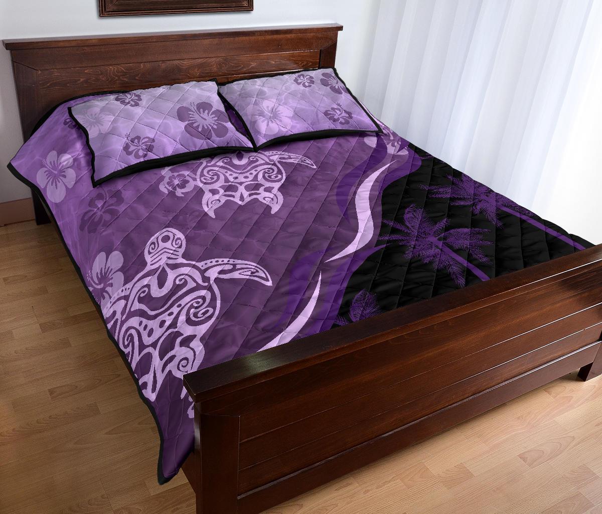 purple-turtle-hibiscus-quilt-bed-set