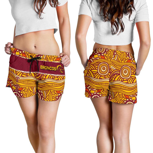 Brisbane Broncos All Over Print Women's Shorts Aboriginal Patterns - Vibe Hoodie