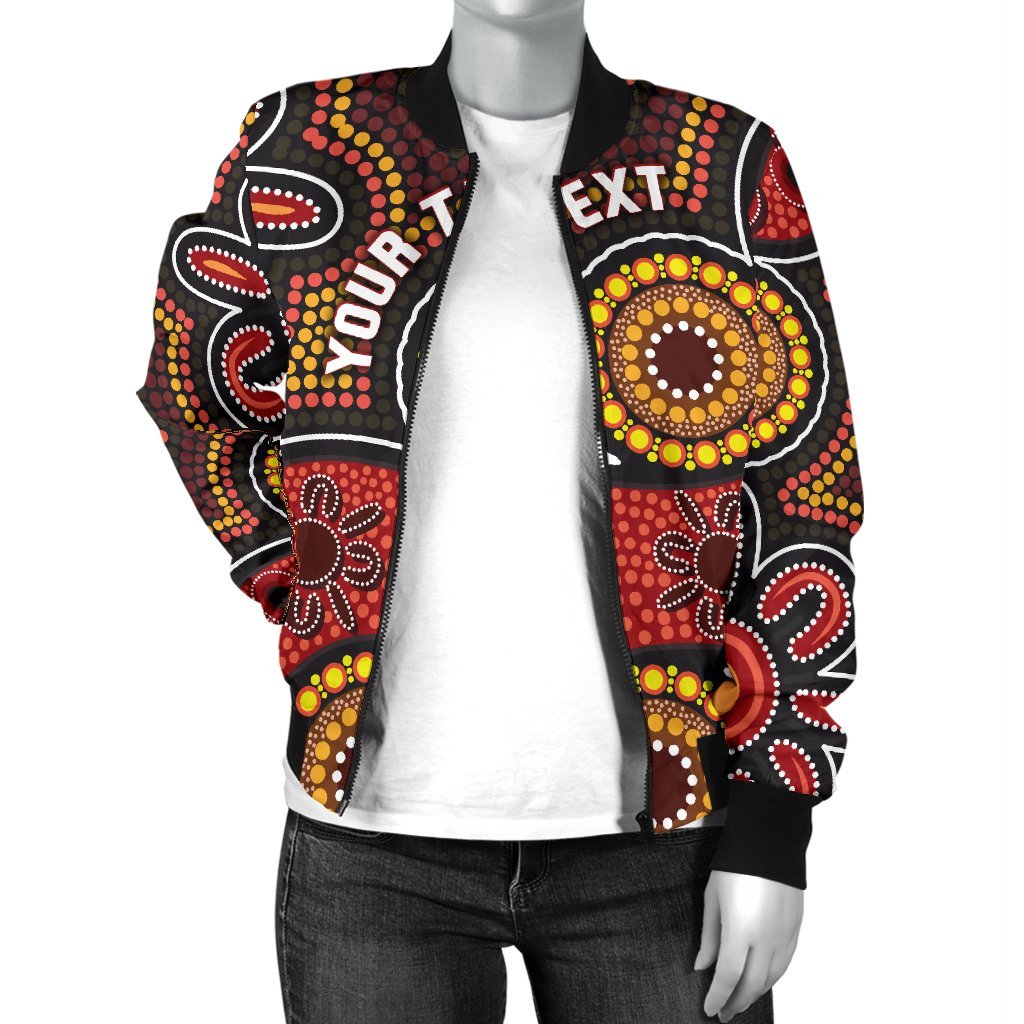custom-aboriginal-womens-bomber-jacket-indigenous-circle-dot-painting-style-1