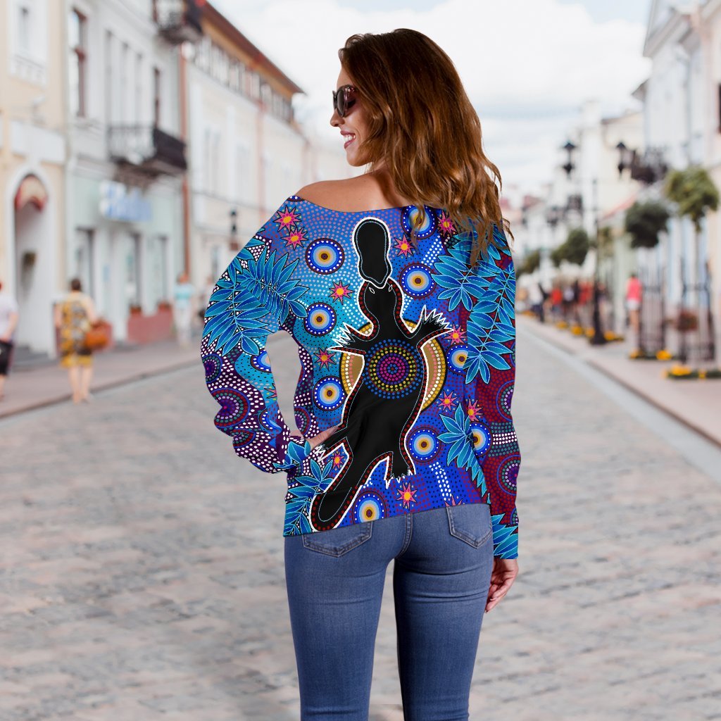 Aboriginal Off Shoulder Sweater - Indigenous Platypus - Vibe Hoodie