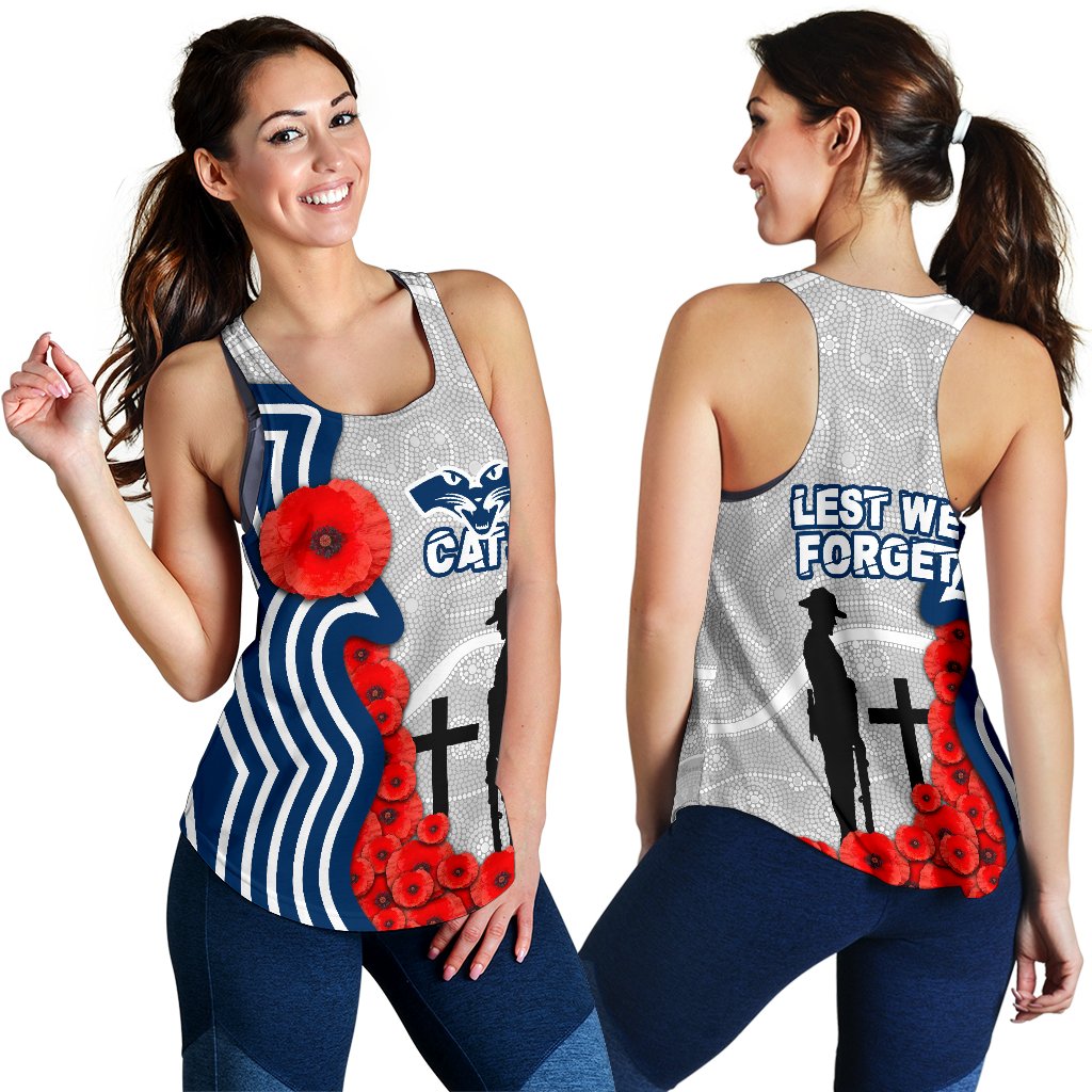 Geelong Women's Racerback Tank Cats Anzac Day Indigenous - Vibe Hoodie