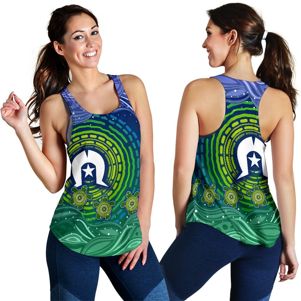 Torres Strait Islanders Women's Racerback Tank - Aboriginal Turtle - Vibe Hoodie
