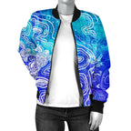 aboriginal-womens-bomber-jacket-sea-turtle-with-indigenous-patterns-blue