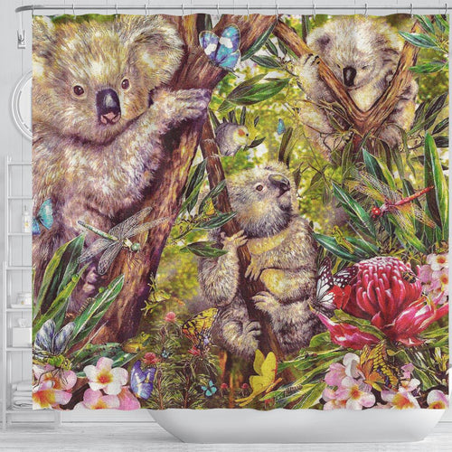 koala-shower-curtain-3d-koala-with-waratah-flower-curtain