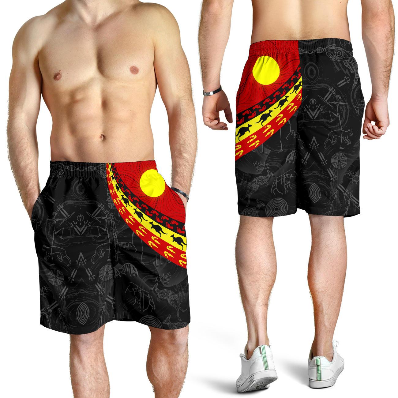 aboriginal-mens-shorts-indigenous-flag-circle-dot-painting