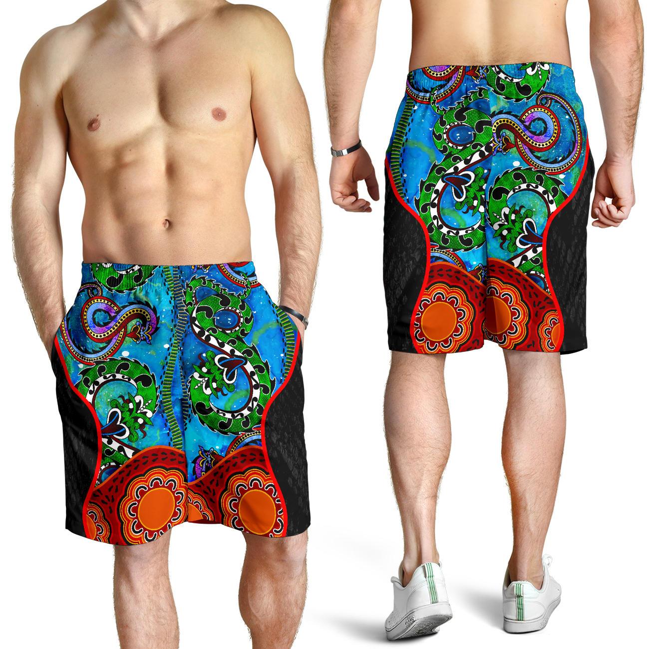 aboriginal-mens-shorts-aussie-indigenous-patterns-blue