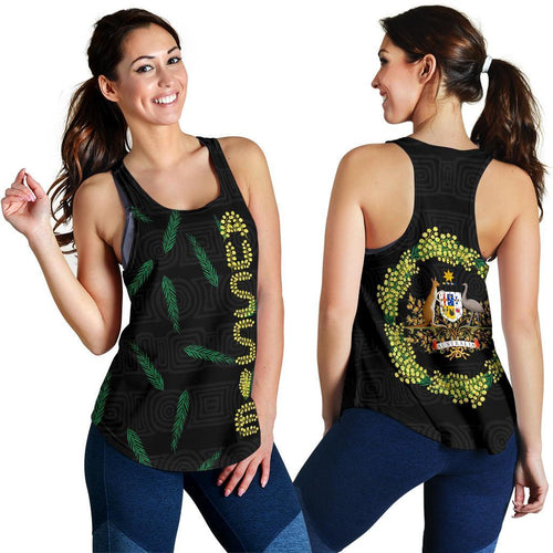 Racerback Tank - Australian Coat Of Arms Top Tank Aussie Golden Wattle - Women - Vibe Hoodie