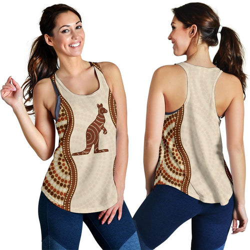 Racerback Tank - Kangaroo Top Tank Aboriginal Dot Painting - Women - Vibe Hoodie