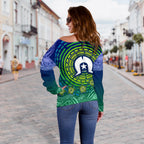 Torres Strait Islanders Women's Off Shoulder Sweater - Aboriginal Turtle - Vibe Hoodie