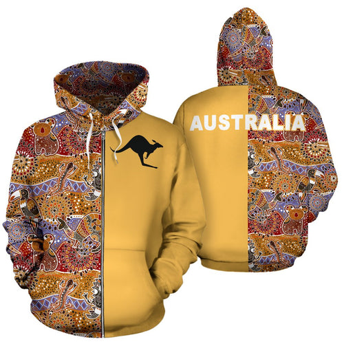 aboriginal-zip-up-hoodie-koala-lizard-kangaroo-symbol-australia