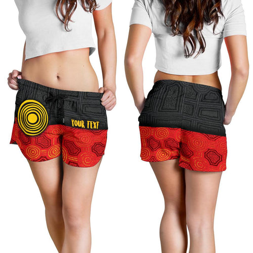 Personalised Aboriginal Women's Shorts - Aussie Indigenous Flag - Vibe Hoodie