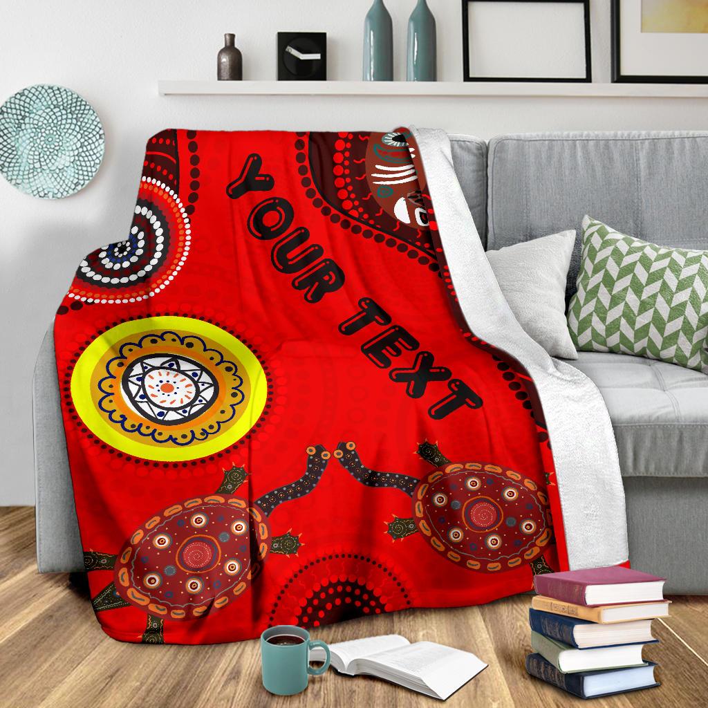 custom-text-premium-blanket-aboriginal-dot-pattern-turtle