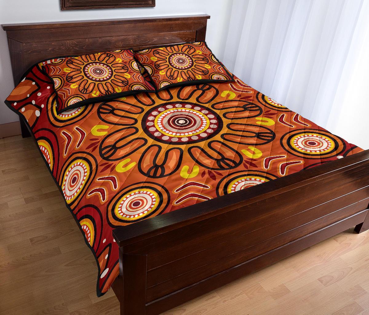 aboriginal-quilt-bed-set-circle-flowers-patterns-ver01