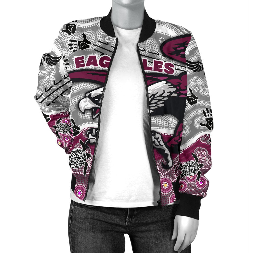 custom-personalised-sea-eagles-womens-bomber-jacket-aboriginal-style