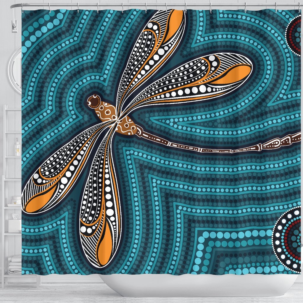 aboriginal-shower-curtain-indigenous-dragonfly
