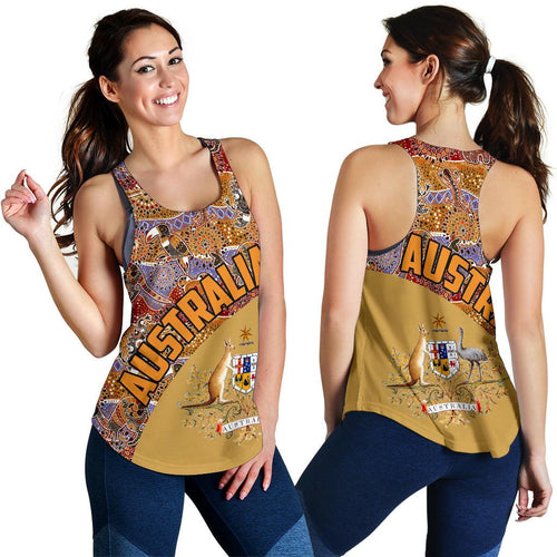 Racerback Tank - Aboriginal Patterns Top Tank Australian Coat Of Arms - Women - Vibe Hoodie