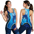 Aboriginal Women's Racenack Tank - Dolphin And Aboriginal Dot Patterns - Vibe Hoodie