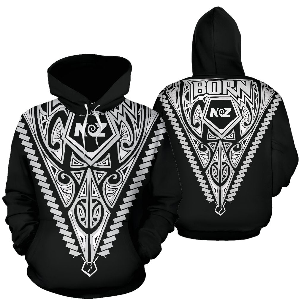 born-new-zealand-hoodie-polynesian-tattoo-white