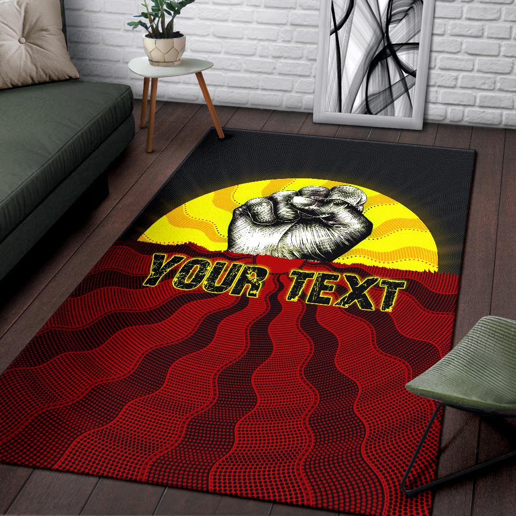 custom-aboriginal-area-rug-black-lives-matter-sun-dot-painting