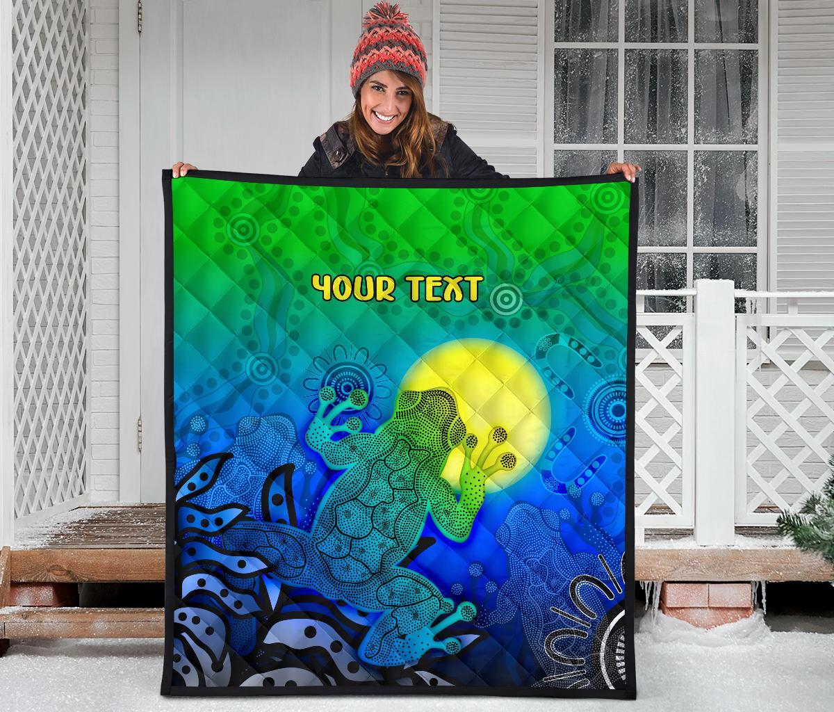 customaboriginal-premium-quilt-indigenous-frog-blue