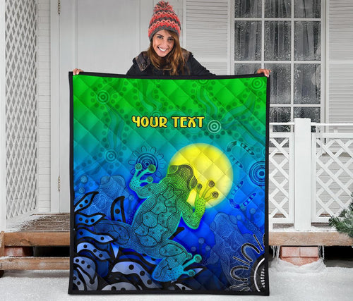 customaboriginal-premium-quilt-indigenous-frog-blue