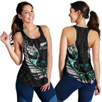 New Zealand Racerback Tank Manaia Paua Fern Wing - White - Vibe Hoodie