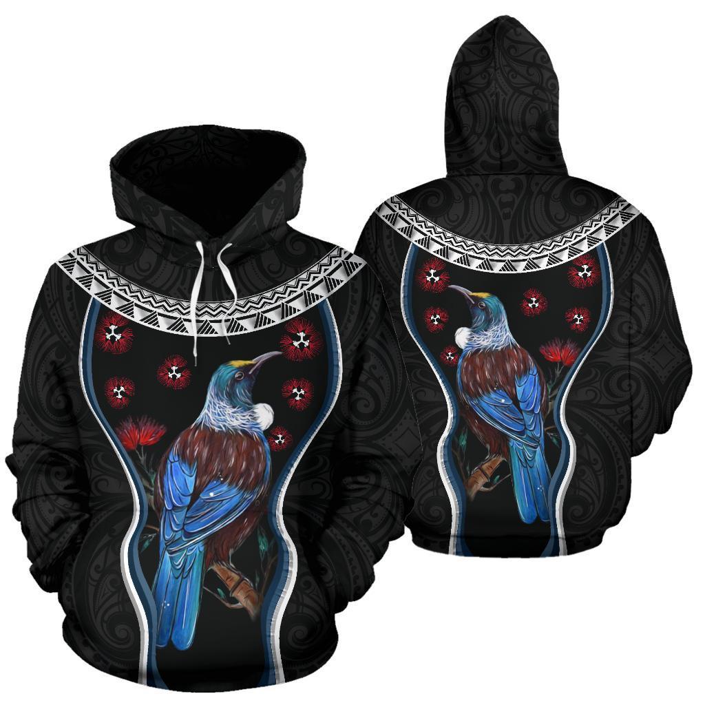 new-zealand-tui-bird-hoodie-pohutukawa-pullover-hoodie-black