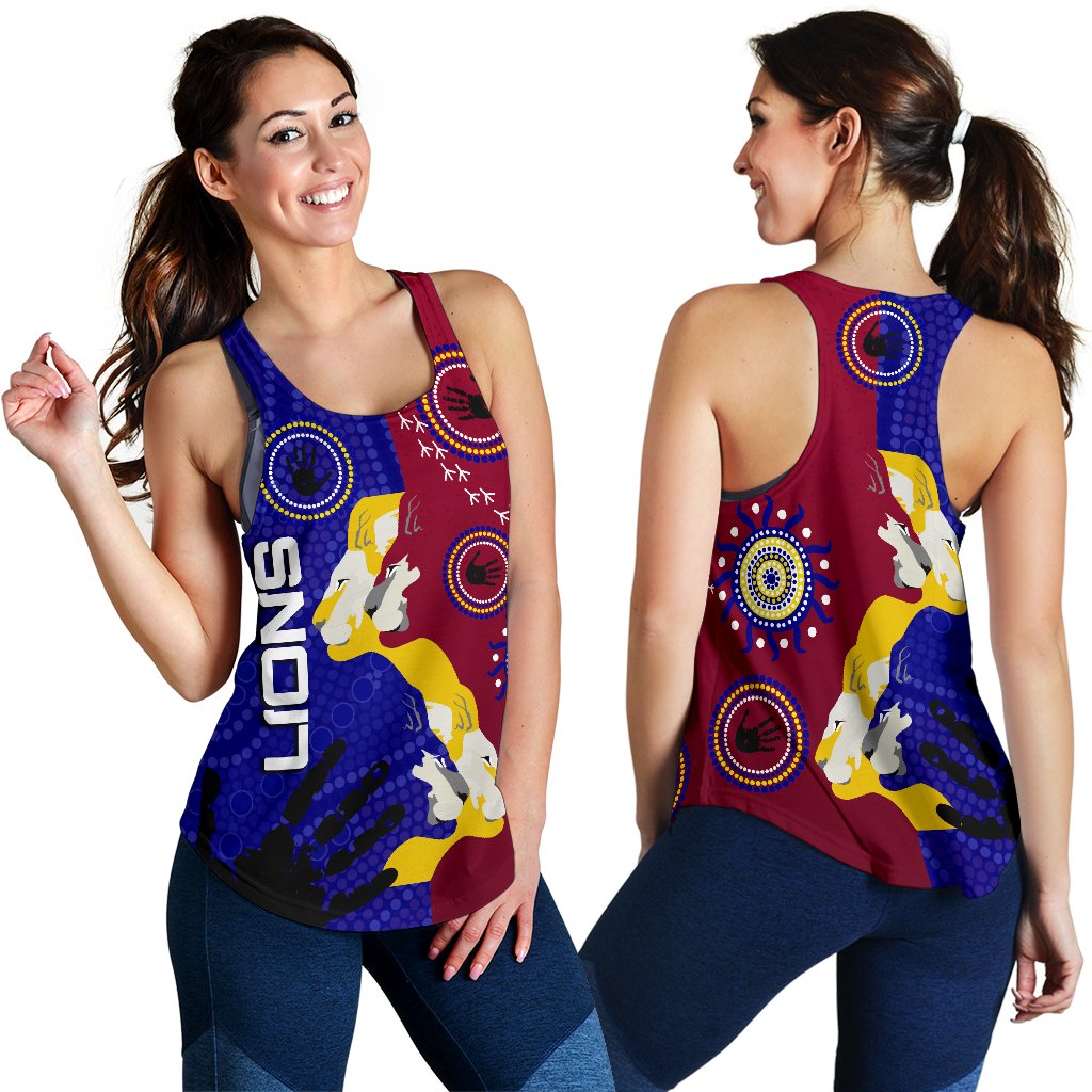 Naidoc Brisbane Lions Women Racerback Tank Indigenous Style - Vibe Hoodie