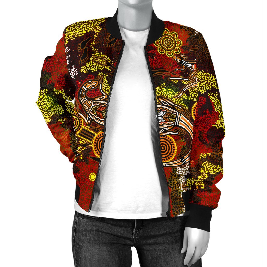 aboriginal-womens-bomber-jacket-kangaroo-and-lizard-dot-painting-art