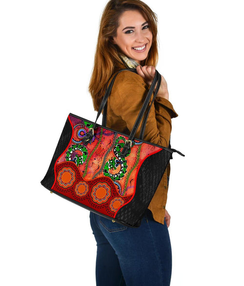 aboriginal-large-leather-tote-bag-aussie-indigenous-patterns-orange