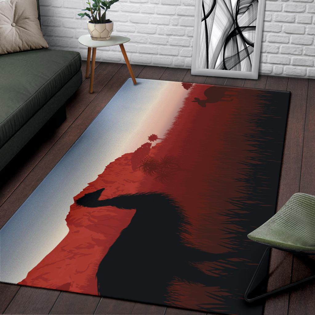 area-rug-australian-nature-with-emu-and-kangaroo
