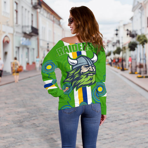 Canberra Off Shoulder Sweater Raiders Indigenous - Vibe Hoodie