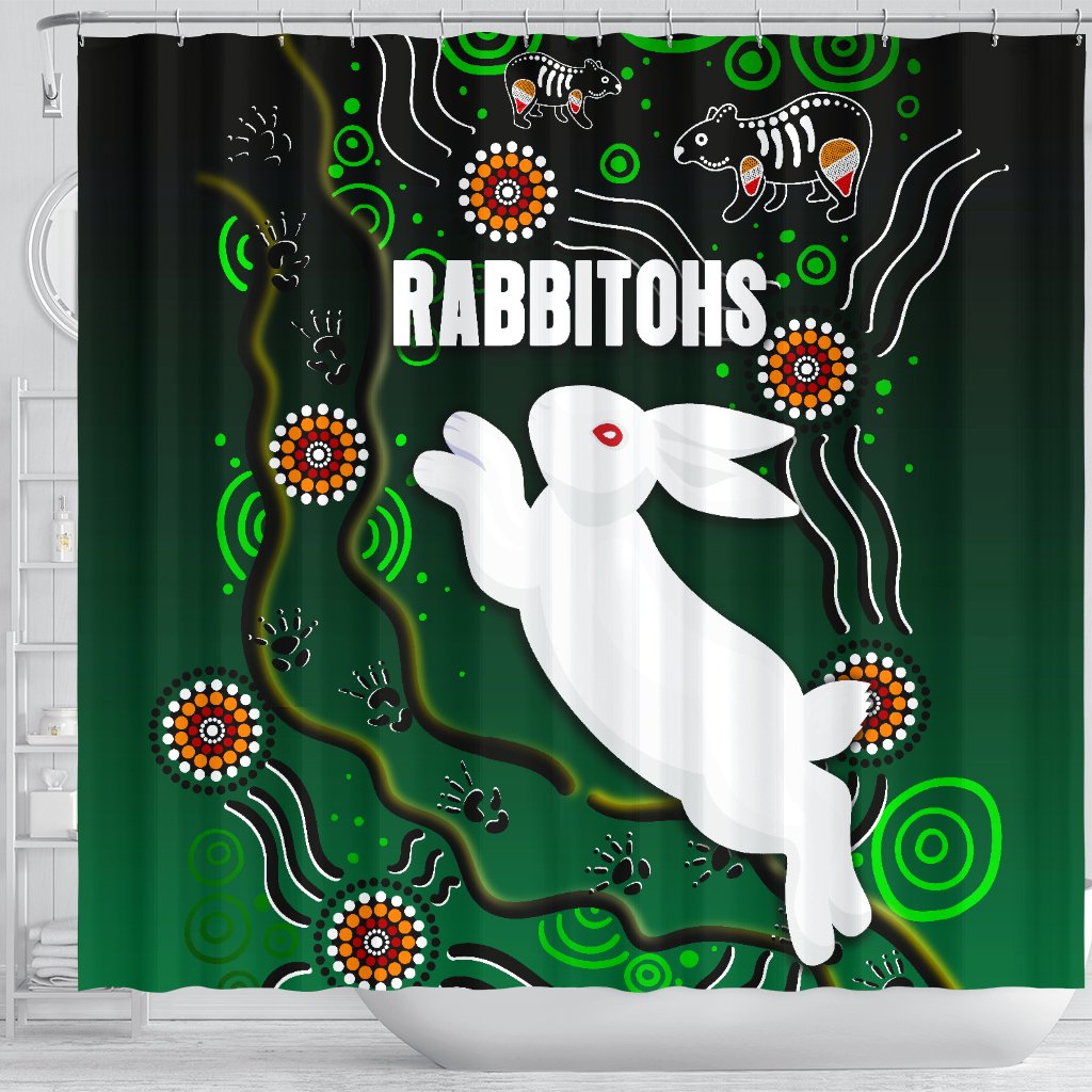 rabbitohs-shower-curtain-simple-indigenous