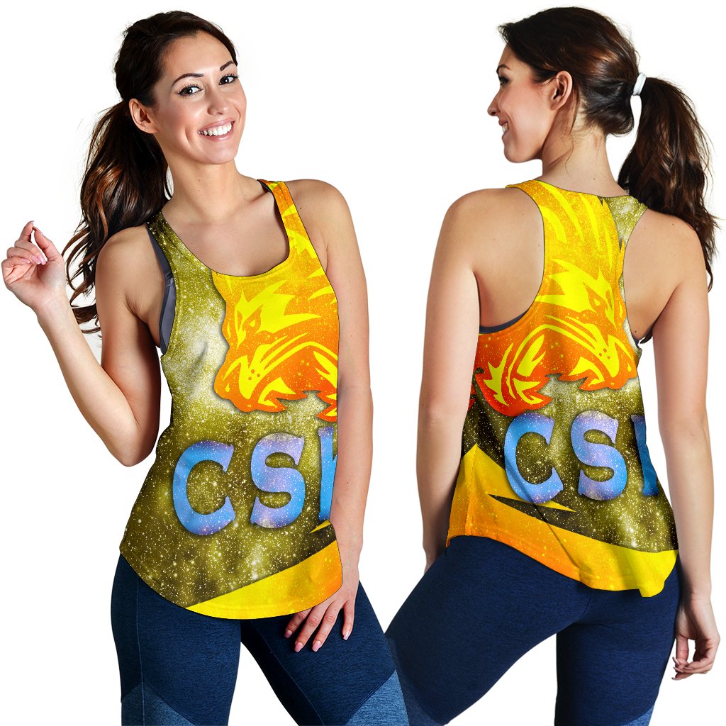 CSK Women Racerback Tank Cricket Universe Energy Vibes - Vibe Hoodie