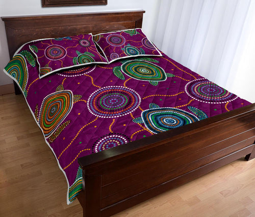 quilt-bed-set-aboriginal-turtle-purple-australia-dot-patterns