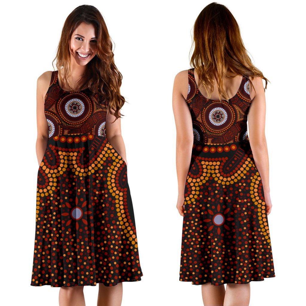 Aboriginal Women's Dress - Aboriginal Human Dot Painting Art - Vibe Hoodie