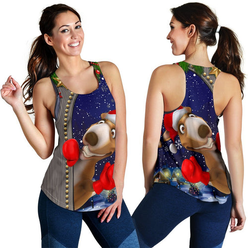 Christmas  Women's Racerback Tank - Funny Kangaroo Christmas- - Vibe Hoodie