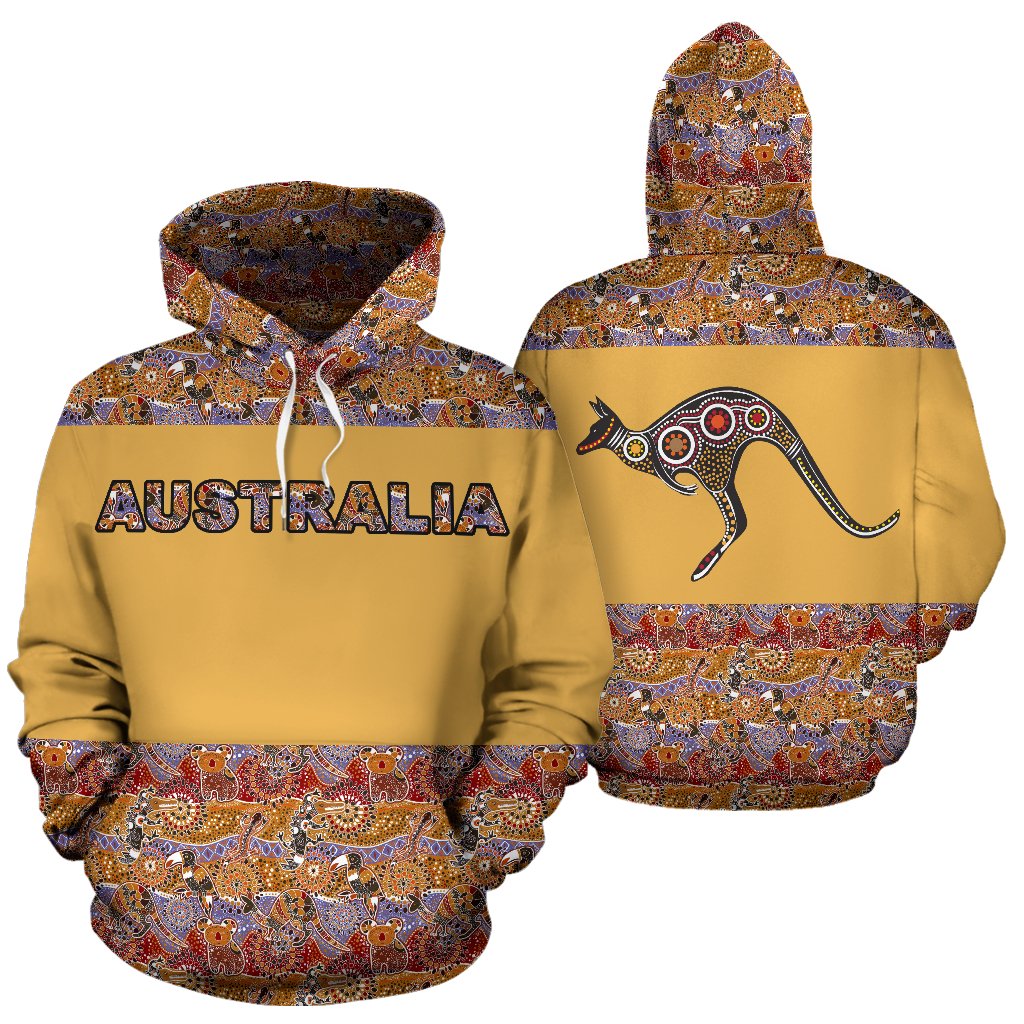 aboriginal-hoodie-kangaroo-patterns-koala-kookaburra-australian-animals