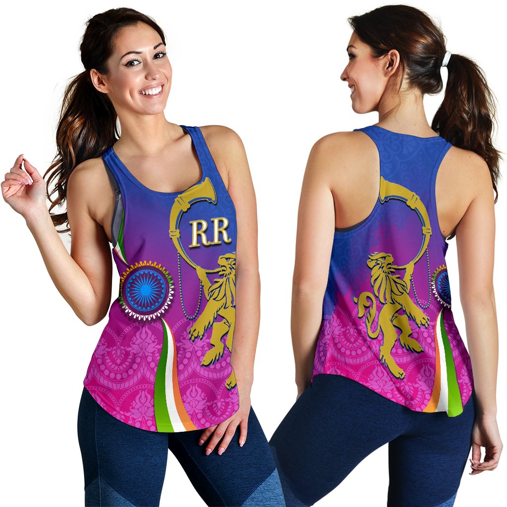 India Cricket Women Racerback Tank - Rajasthan Royals Version RR - Vibe Hoodie