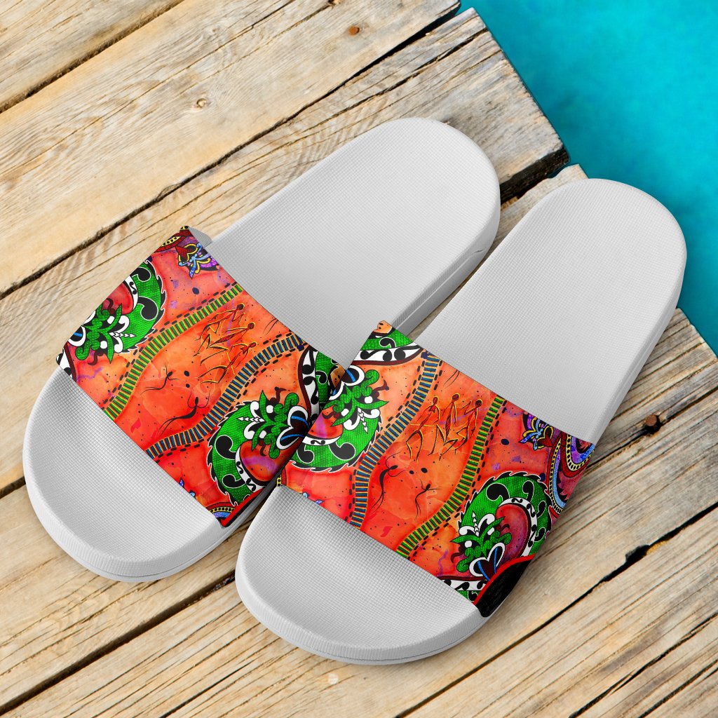 slide-sandals-aussie-indigenous-patterns-orange-white