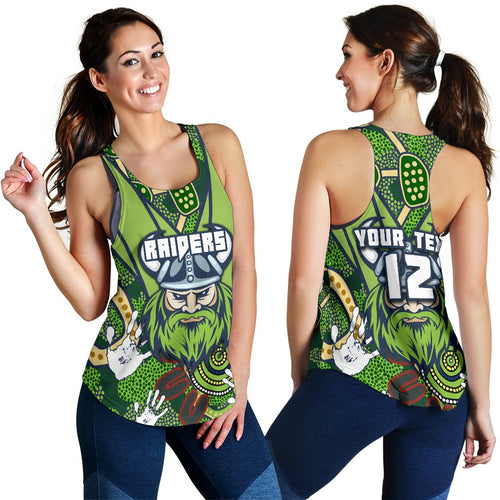 (Custom Personalised) Raiders Women's Racerback Tank Canberra Indigenous - Vibe Hoodie