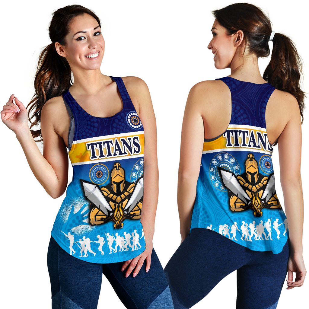 Gold Coast Women Racerback Tank Titans Gladiator Anzac Day 2021 Version - Indigenous - Vibe Hoodie